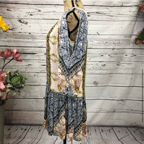 Free People Floral Gypsy Bohemian Mini Dress. - Picture 4 of 7